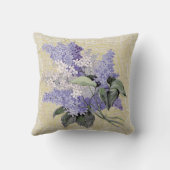 薄紫及びレースの花のヴィンテージの枕 クッション (裏面)