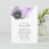 薄紫及び木炭ベビー又はブライダルシャワーを郵便で行う 招待状 (スタンド正面)