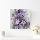 薄紫咲きの スクエア壁時計 (ホーム)