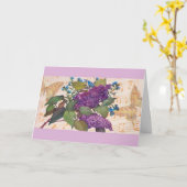 薄紫図解入りの、写真付きのバタフライマジカル誕生日 カード (黄色い花)