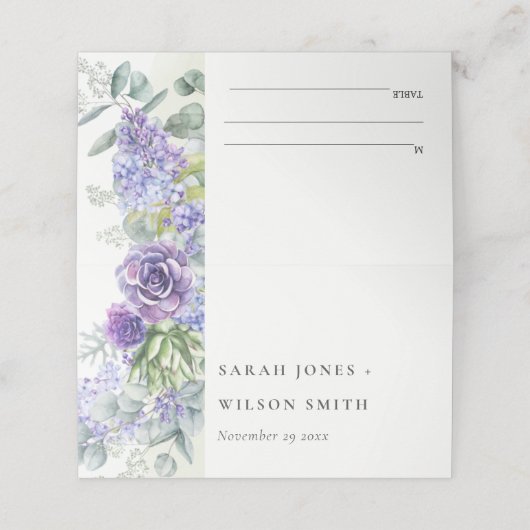 薄紫多糖ユーカリ植物骨格結婚体 プレイスカード (外部開封)