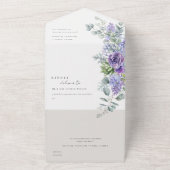 薄紫多糖ユーカリ結婚葉のQRコード オールインワン招待状 (外側)