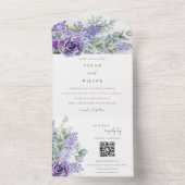 薄紫多糖ユーカリ結婚葉のQRコード オールインワン招待状 (内側)