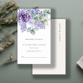 薄紫多肉葉おむつラッフルベビーシャワー エンクロージャーカード