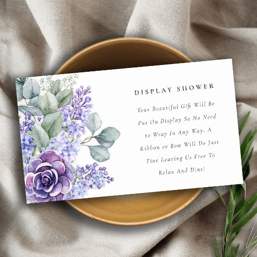 薄紫多肉葉表示シャワーベビーシャワー エンクロージャーカード