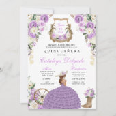 薄紫女性のカーボーイウェスタンプリンセスキンセアニラ 招待状 (正面)