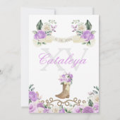 薄紫女性のカーボーイウェスタンプリンセスキンセアニラ 招待状 (裏面)