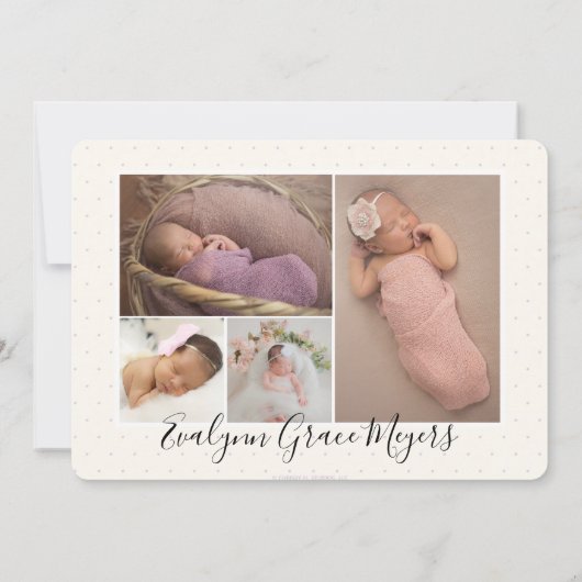 薄紫子羊春写真コラージュ誕生発表 案内状 (裏面)