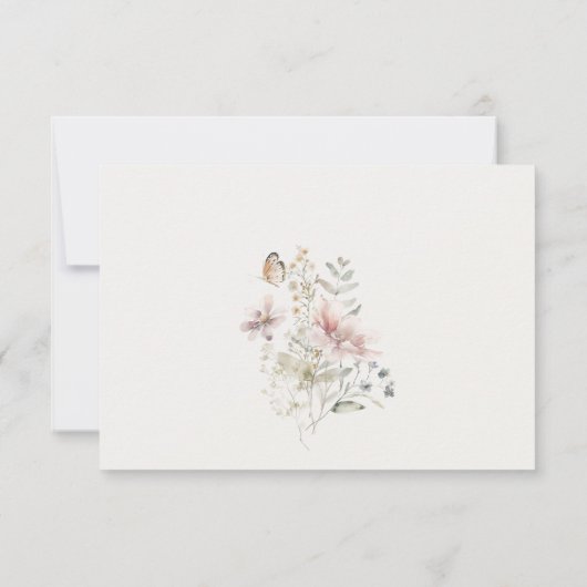 薄紫山花シダの葉の水色結婚の 出欠カード (裏面)