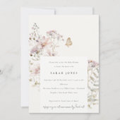 薄紫山花シダ植物性ベビーシャワー 招待状 (正面)