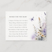 薄紫山花蝶の赤ちゃんシャワー用ブック エンクロージャーカード (正面)