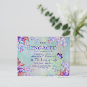 薄紫忘れパープルメノーズ婚約 インビテーションポストカード (スタンド正面)