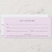 薄紫抽象芸術花エレガント贈与証 (裏面)