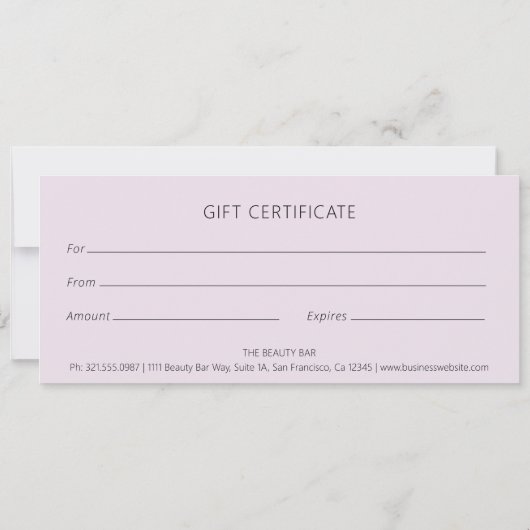 薄紫抽象芸術花エレガント贈与証 (裏面)