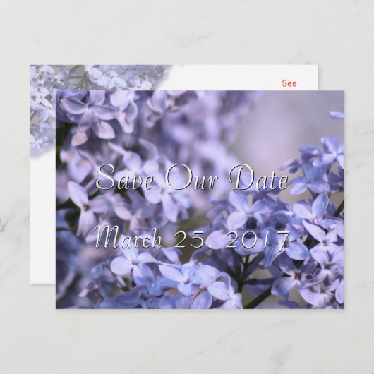 薄紫救 – 日付招待状 – または任意の大事な行事 案内ポストカード (正面/裏面)