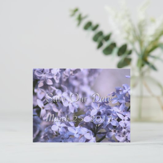 薄紫救 – 日付招待状 – または任意の大事な行事 案内ポストカード (スタンド正面)