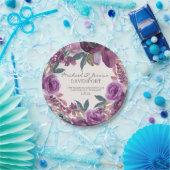 薄紫梅紫色の水彩フローラ ペーパープレート (パーティー)