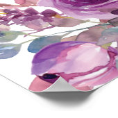 薄紫梅紫色の水彩フローラ ポスター (角)