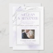 薄紫水彩スプラッシュウィローブランチ写真フレーム 招待状 (正面)