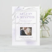 薄紫水彩スプラッシュウィローブランチ写真フレーム 招待状 (スタンド正面)