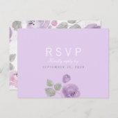 薄紫水彩バラ対応RSVPポストカード インビテーションポストカード (正面/裏面)
