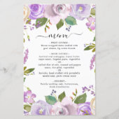 薄紫水彩フローラエレガントなウェディングメニュー (正面)