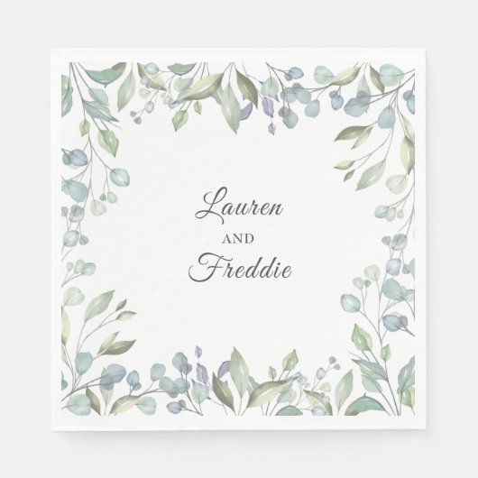 薄紫水彩フローラ結婚ズ スタンダードランチョンナプキン (正面)