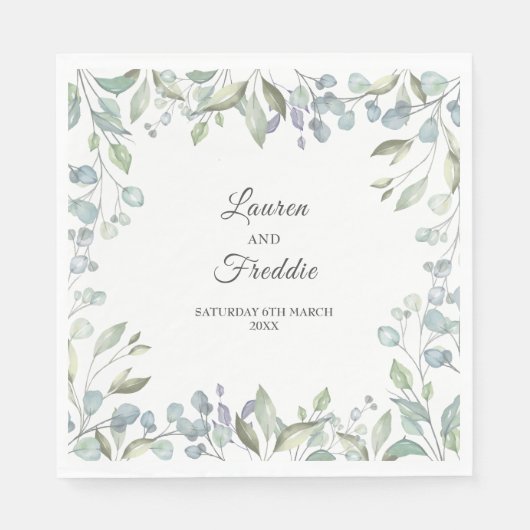 薄紫水彩フローラ結婚ズ スタンダードランチョンナプキン (正面)