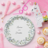 薄紫水彩フローラ結婚ズ ペーパープレート (パーティー)