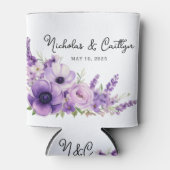 薄紫水彩フローラ結婚ブライダルシャワー缶 缶クーラー (正面)