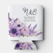 薄紫水彩フローラ結婚ブライダルシャワー缶 缶クーラー (裏面)