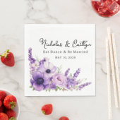 薄紫水彩フローラ結婚及びブライダルシャワー スタンダードランチョンナプキン (インサイチュ)