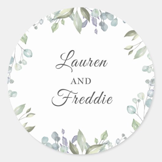 薄紫水彩フローラ結婚式の引き出物 ラウンドシール (正面)
