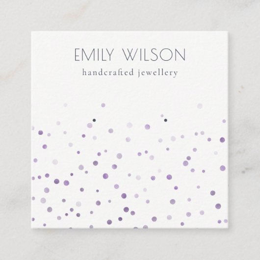 薄紫水彩紙吹雪スタッドイヤリングディスプレイ スクエア名刺 (正面)