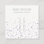 薄紫水彩紙吹雪ボウヘアクリップ表示 スクエア名刺 (正面)