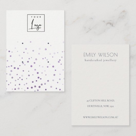 薄紫水彩紙吹雪2スタッドイヤリング表示 名刺 (正面/裏面)