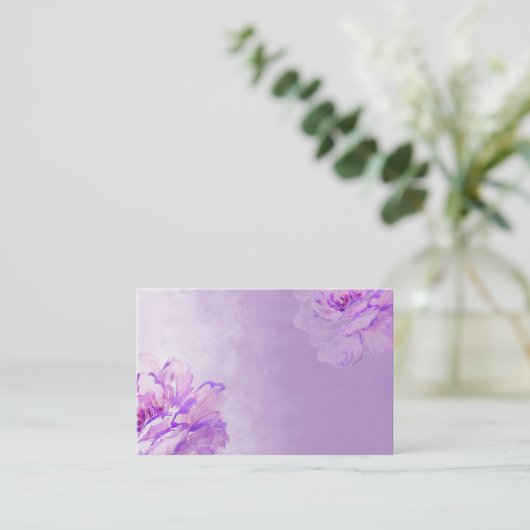 薄紫水彩紫バラ名刺 名刺 (スタンド正面)