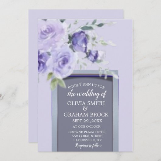 薄紫水彩結婚式招待状 招待状 (正面/裏面)