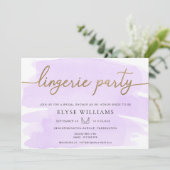 薄紫水彩金ゴールドランジェリーパーティーブライダルシャワー 招待状 (スタンド正面)
