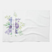 薄紫水色フローラ パーソナライズされた キッチンタオル (横)