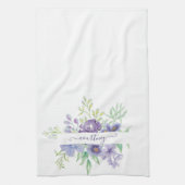 薄紫水色フローラ パーソナライズされた キッチンタオル (縦)