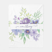 薄紫水色フローラ パーソナライズされた フリースブランケット (正面)