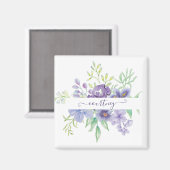 薄紫水色フローラ パーソナライズされた マグネット (正面/裏面)