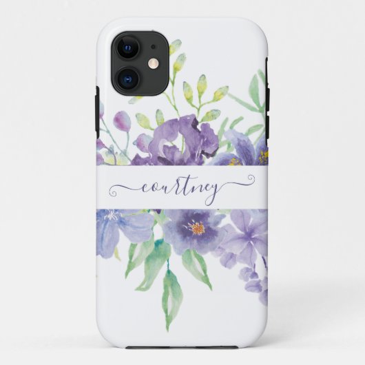 薄紫水色フローラ パーソナライズされた Case-Mate iPhoneケース (裏面)