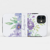 薄紫水色フローラ パーソナライズされた Case-Mate iPhoneケース (裏面(横))