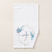 薄紫水色ユーカリモノグラムの枠 バスタオルセット (ハンドタオル)