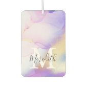 薄紫水色金ゴールド抽象芸術モノグラム名 カーエアーフレッシュナー (正面)