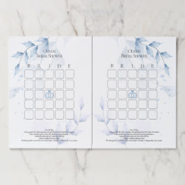 薄紫淡い色のと埃っぽい青い葉のブライダルビンゴ ペーパーパッド