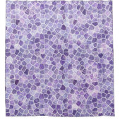 薄紫淡い色のと紫のコブルドパッチワークテラゾパ シャワーカーテン (正面)