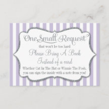 薄紫灰色の赤ちゃんシャワーがブックカードラベンダーをもたらす